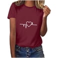 thumbnail image 2 of QIPOPIQ T-Shirts Graphiques pour Femmes Saint-Valentin Manches Courtes Chemises Imprimées Cœur Blouse Tops Liquidation, 2 of 6