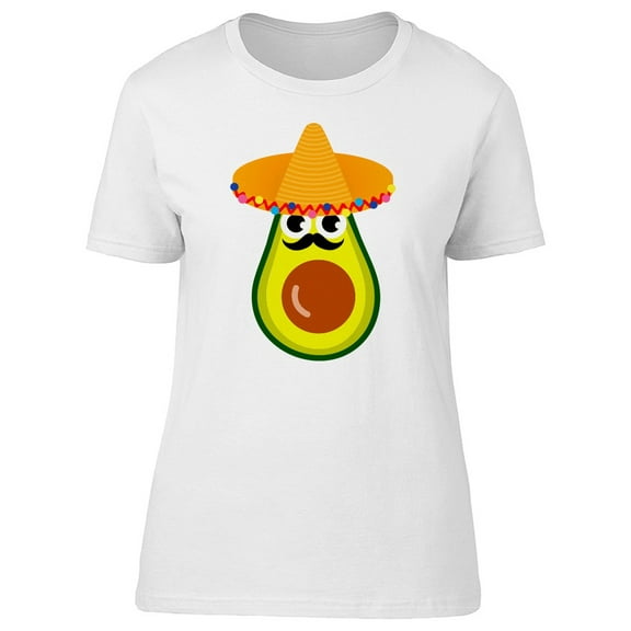 Sombrero & Moustache Avocado T-Shirt Women -Image by Shutterstock, Female Medium