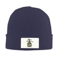 thumbnail image 2 of XMXT Winter Casual Beanie Hats for Men Women, Flat Style Wine Bottle Print Unisex Adult Cap Warm Daily Knit Hat Skull Caps, Navy Blue, 2 of 9
