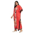 thumbnail image 4 of Oussum Red Tribal Plus Size Polyester Long Kaftan Dresses for Women, 4 of 7