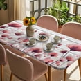 thumbnail image 3 of Watercolor Pink Flowers Table Cloths for 3 Foot Rectangle Tables, Spring Flowers Botanical Wood Grain Patio Waterproof Elastic Fitted Tablecloths, Washable Rectangular Table Cover for Camping, 3 of 8