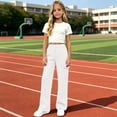 thumbnail image 2 of WERYOUNG Girls Pants Solid Color Wide Leg Cargo Sweatpants High Waist Elastic Drawstring Pocket Casual Street Trousers For Toddler Big Kids Versatile Bottom 9-10 Years, 2 of 7