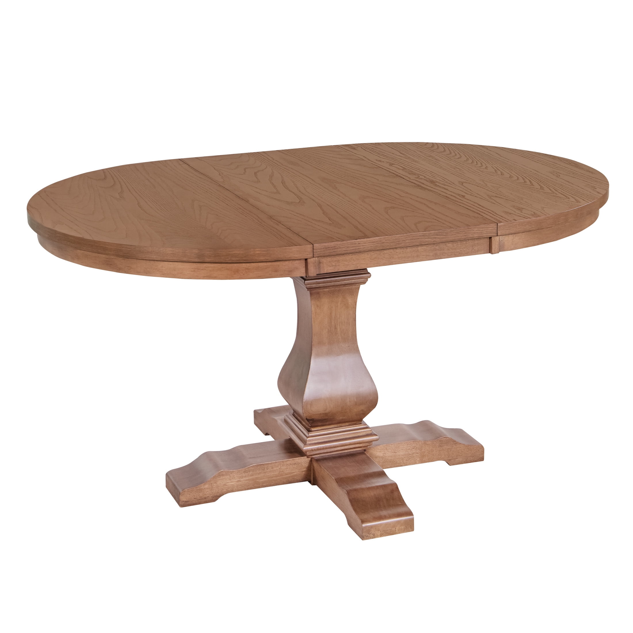 Christopher Knight Home 57" Oval Extendable Dining Table with Pedestal Base, Rustic Farmhouse Style, Walnut