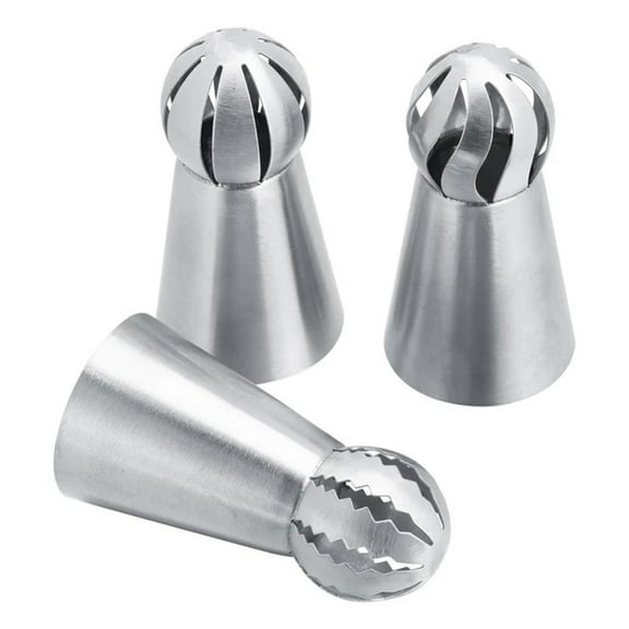 Tyeign Russian Piping Tips Set of 3, Stainless Steel Cake Decorating Nozzles for Icing, Cream, Buttercream Flowers, Ruffles, Easy to Use for Beginners And Professionals, 3 Pc Decorating Nozzles