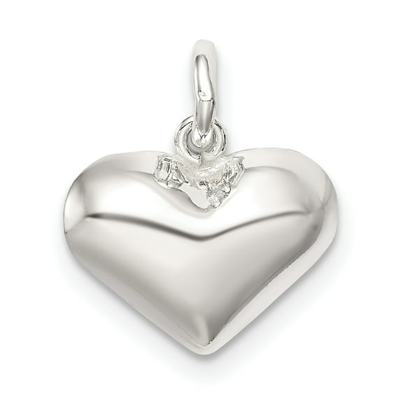 925 Sterling Silver Polished Puff Heart Charm Pendant