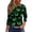 #01Green, variant on Women's Halloween Cat Pumpkin Print 3/4 Sleeve Crew Neck Casual T-Shirt Green L