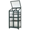 thumbnail image 6 of Harper & Bright Designs Wood Cold Frame for Garden with Movable Wheels, Outdoor Greenhouse with Openable Roof and Adjustable Shelves, Green, 6 of 13