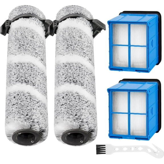 Brush Roll and Filter Replacement Parts for BISSELL CrossWave OmniForce EDGE, 3930F/3933/v2/3999z Wet & Dry Vacuum Cleaner, 2 Roller Brush 2 Filter 1 Cleaning Brush