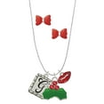 thumbnail image 1 of Delight Jewelry Silvertone Pebble Border Initial - G Christmas Kiss Charm Necklace and Stud Earrings, 1 of 4