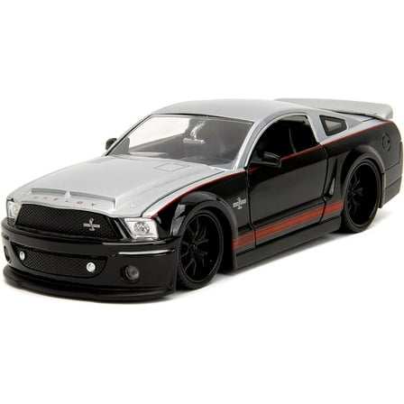 Big Time Muscle 1:24 2008 Ford Shelby GT-500KR Die-Cast Car, Toys for Kids and AdultsBlack/Silver(Selections May Vary)