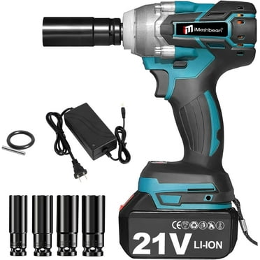 21V Cordless Impact Wrench,1/2" Powerful Brushless Motor Electric Cordless Impact Wrench,Max Torque 520N.m,Impact Wrench with with 1 Pack 7.8Ah Battery,Fast Charger,4 Size Socket Set