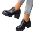 thumbnail image 3 of Xiaoxatg Women's Fashion Round Head Belt Buckle Shoes with High Heels for Casual Style 8.5 Black, 3 of 8