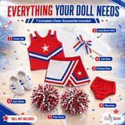 Emily Rose 18 Inch Doll Clothes and Accessories 7 Piece USA Modern Cheer Cheerleader Outfit, Including Doll Gym Shoes and Pom-Poms! | Compatible with 18" American Girl and Our Generation Dolls
