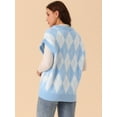 thumbnail image 4 of DARING DIVA Plus Size Contrast Color Sweater Vest Knit Pullover L Blue, 4 of 5
