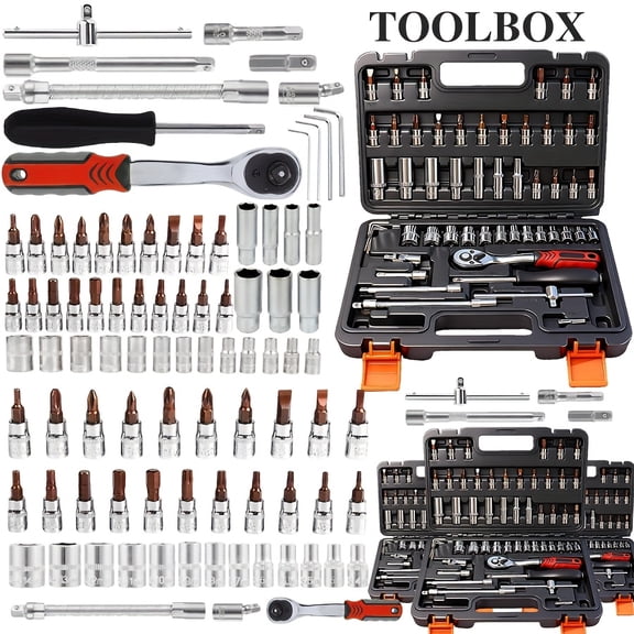 899/52PCS Professional Tool Kit, Chrome Vanadium Steel, Portable Toolbox, for Home & Automotive Repairs, Ideal Gift for DIY & Experts