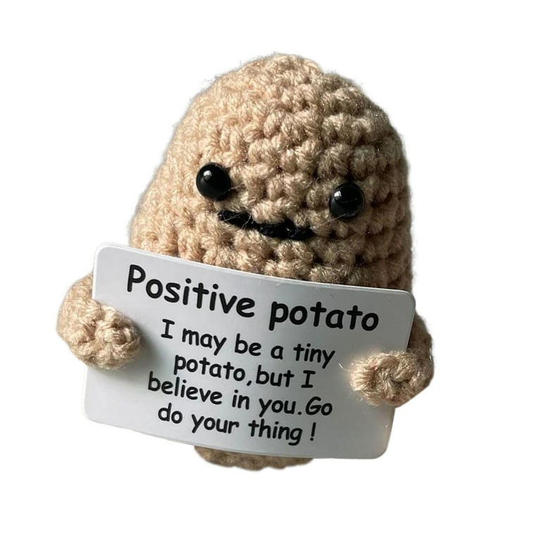 Funny Positive Potato Doll, Knitting Potato Cute Toys Games with Card,  Funny Knitted Potato Doll, Knitted Doll for Car, New Year Holiday Desk  Style B 