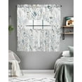thumbnail image 5 of Blue Flower Swag Valance and Tier Curtains 36'' Length Set, Watercolor Floral Leaves Spring Botanical Light Filtering Kitchen Curtains, Tier Curtain Valances for Bathroom/Living Room/Bedroom/Café, 5 of 6