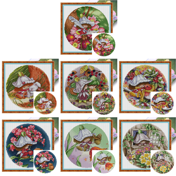 Hilo Algodón Ecológico Bordado Kit Punto Cruz Con Hada Las Flores 14CT 35x35cm