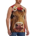 thumbnail image 2 of Kdxio Débardeur Homme Vache Marguerite Blanc et Rouge Sans Manches pour Musculation Gym Décontracté - Grand, 2 of 7