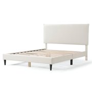 Bowery Hill Modern Boucle Fabric Mattress Ready Queen Bed in White