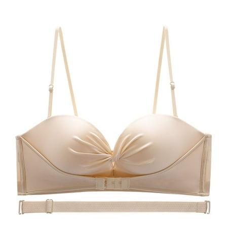 

Sexy Bra And Panty Sets Front Buckle Thin Bra Non-slip Upper Support Big Chest Show Small Invisible Bra Wedding Party Special Glossy Underwear Bra Strap Holders for Slipping