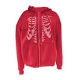 thumbnail image 1 of Yuemengxuan Women Fashionable Hooded Sweater, Skeleton  Heart Pattern Long Sleeve Cardigan, 1 of 9
