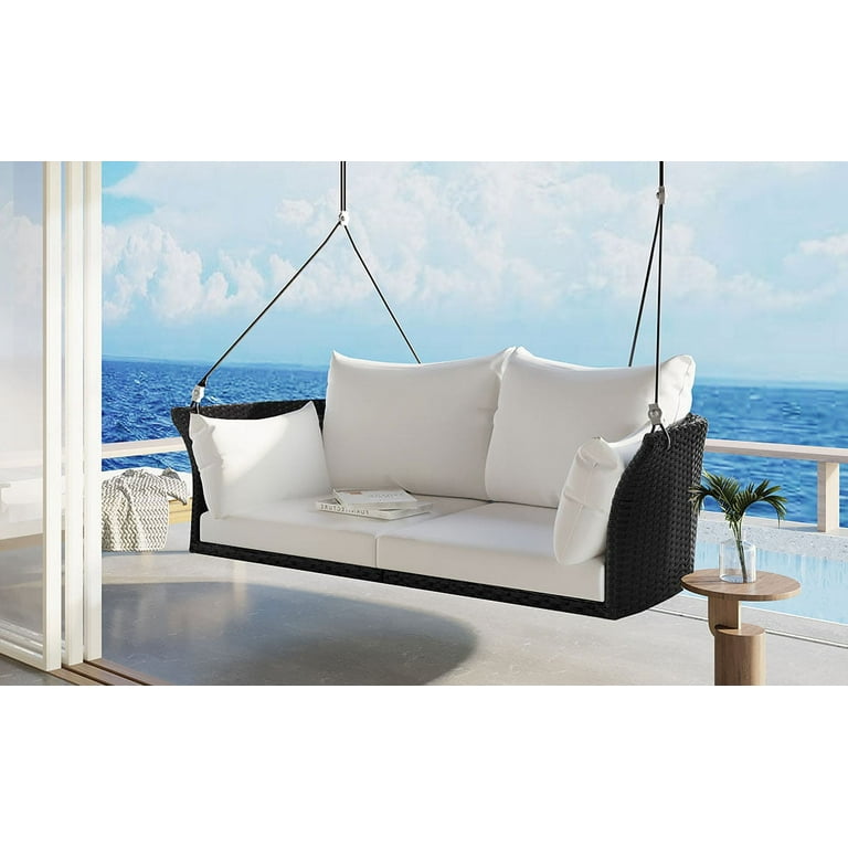 Better homes & gardens camrose farmhouse wicker porch swing best sale