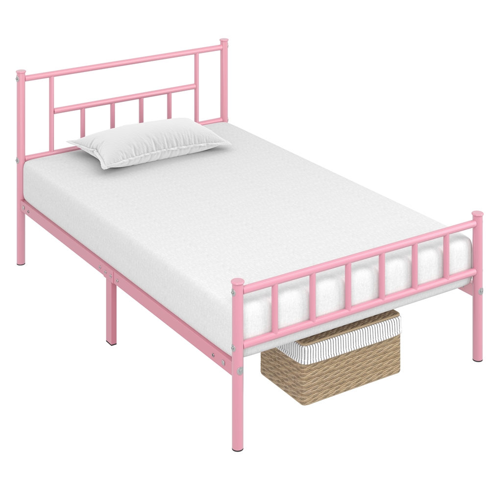 Yaheetech Metal Platform Bed Frame with Headboard & Footboard,Twin XL,Pink - image 2 of 9
