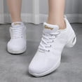 thumbnail image 5 of Dance shoes for Women Jazz Shoes Lady Split Sole Dance Sneakers Lace-up Air Cushion Jazz Sneakers Breathable Mesh Modern Dance Shoes Platform Walking Dance Shoe for Jazz White 41, 5 of 5