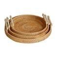 thumbnail image 3 of Breakfast Tray Round Wooden Trays Rattan Storage Basket Hot Fruit D7, 3 of 8