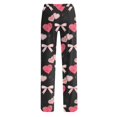 thumbnail image 7 of Women's Bow Print Wide Leg Pajama Pants, Elastic High Waist Loose Sleep Pants Casual Loungewear Trousers, 3XL, 7 of 7