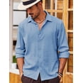 thumbnail image 3 of COOFANDY Men' Button Up Long Sleeve No Tuck Shirt Wrinkle Free Textured Casual Camp Shirt, 3 of 4