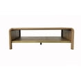 thumbnail image 5 of Light Brown Waterfall Cocktail Table with Metal Accents, Modern Solid Wood and MDF End Table for Living Room, 5 of 5