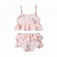 thumbnail image 1 of Toddler Girls Ruffled Swimsuits Two-Pieces Floral Bathing Suits Crop Top And Bikini Bottoms Swimwear Dot Kids Sunsuit Tankini Suit 1-6T, 1 of 6