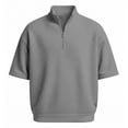 thumbnail image 3 of Mens Polos Shirt Short Sleeve Quarter Zip Tee Shirts Lightweight Grey Athletic Polo Shirts for Men, 3 of 4