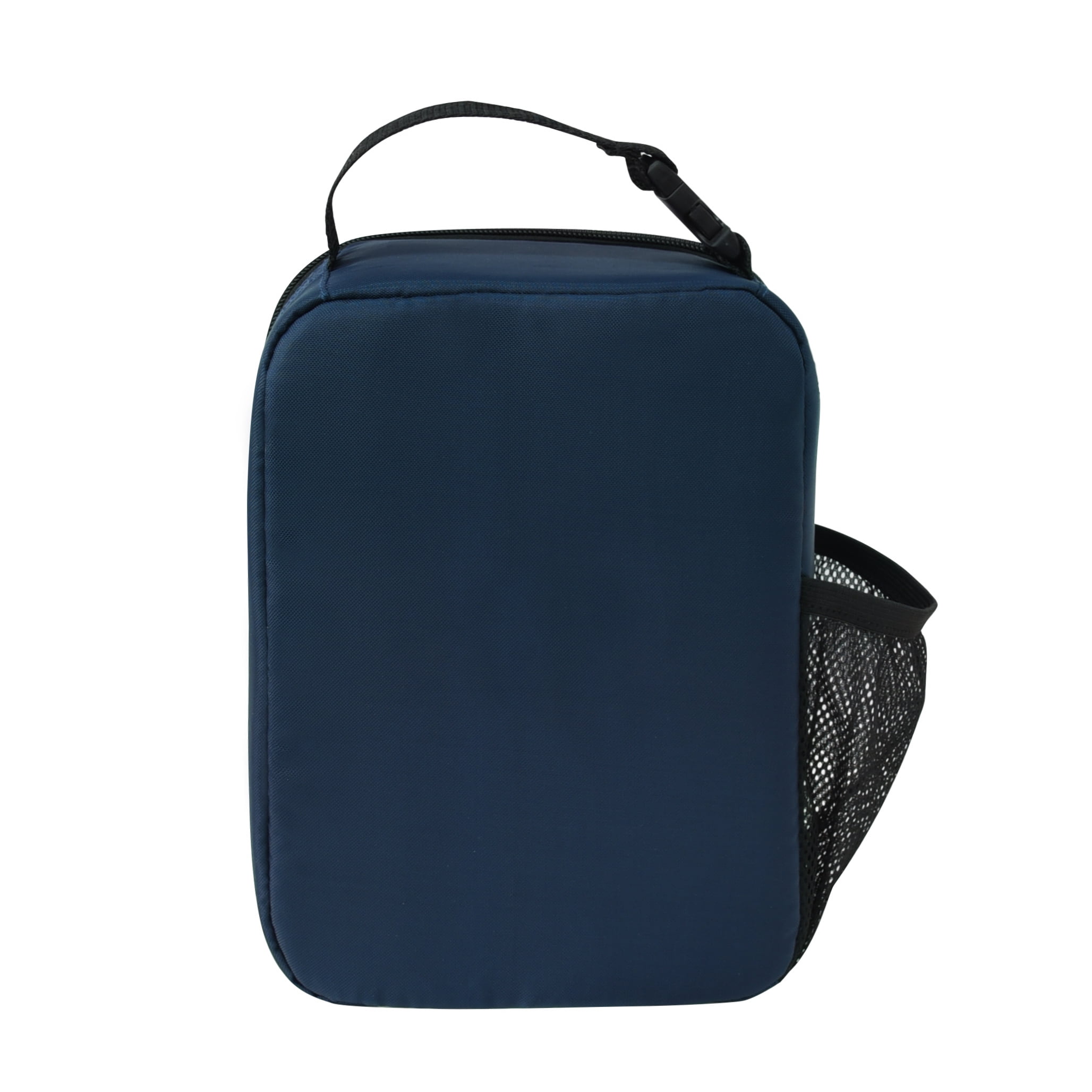 Your Zone Reusable Polyester Lunch Bag with Top Handle & Side Mesh Pocket, Blue