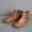 Brown, variant on YOUSNH Women's Vintage Leather Boots Flat Waterproof Shoes Winter Round Toe Ankle Boots Women Boots Brown 6