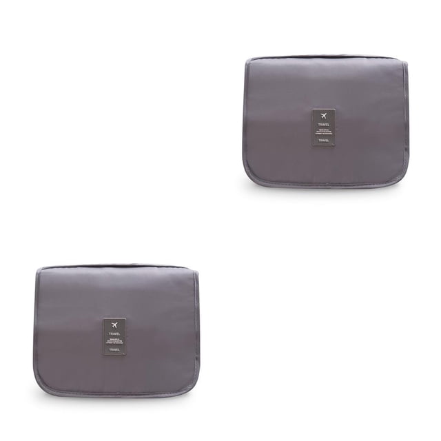 sweethay Bolsa de aseo colgante Impermeable Maquillaje portátil Organizador de gran capacidad Bolsas de almacenamiento plegables para viajar Gris 2Conjunto