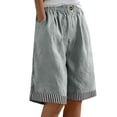 thumbnail image 3 of Cutuoiiu Plus Size Womens Mid Length Shorts Solid Color Elastic Waist with Striped Cuffs and Pockets for Casual Outings Gift, 3 of 9