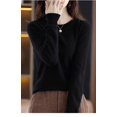 thumbnail image 1 of Suéter de lana pura de otoño, camisa de punto para mujer, cuello redondo, suelto, color sólido, estilo occidental, suéter de punto que combina con todo, 1 of 5