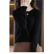 thumbnail image 1 of Suéter de lana pura de otoño, camisa de punto para mujer, cuello redondo, suelto, color sólido, estilo occidental, suéter de punto que combina con todo, 1 of 5