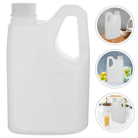 KALLORY Reusable Juice Storage Bottles with Lids for Liquid Storage in Kitchen White Plastic 2pcs 2L