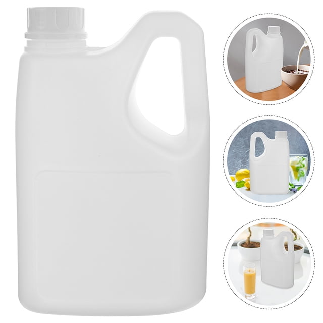 FONDOTIN 2pcs Empty Gallon Jugs With Caps White Plastic Liquid Storage Easy to Clean Commercial Use
