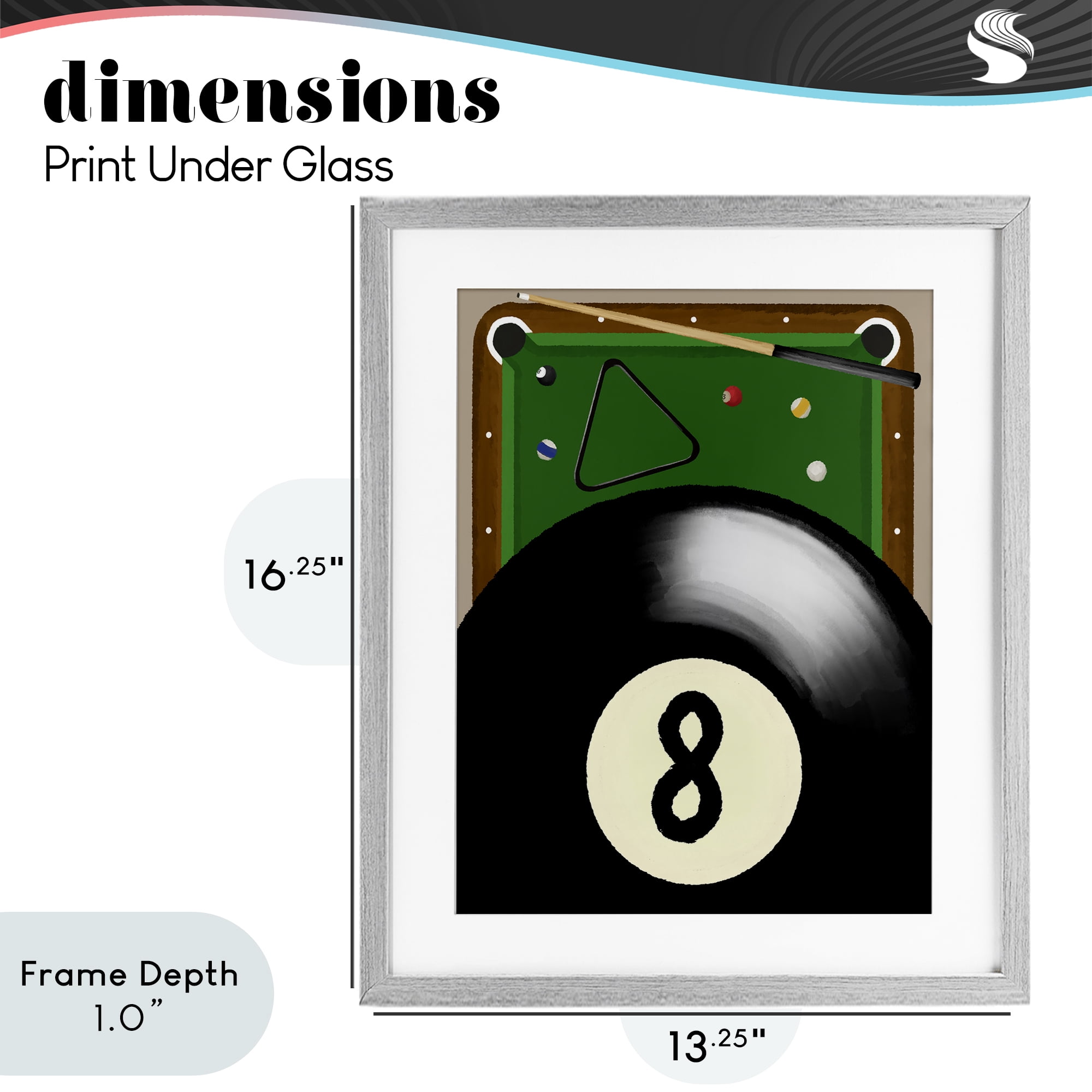 Stupell Industries Billiard Table & Balls Gray Framed Print Under Glass, design by Jennifer Stith