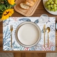 thumbnail image 4 of Ocean Sea Turtle Placemats Set of 12, Summer Coastal Coral Flower Shells Placemats for Dining Table, Place Mats for Kitchen Tabletop, Waterproof Wipeable Dining Table Mats Set, 4 of 9