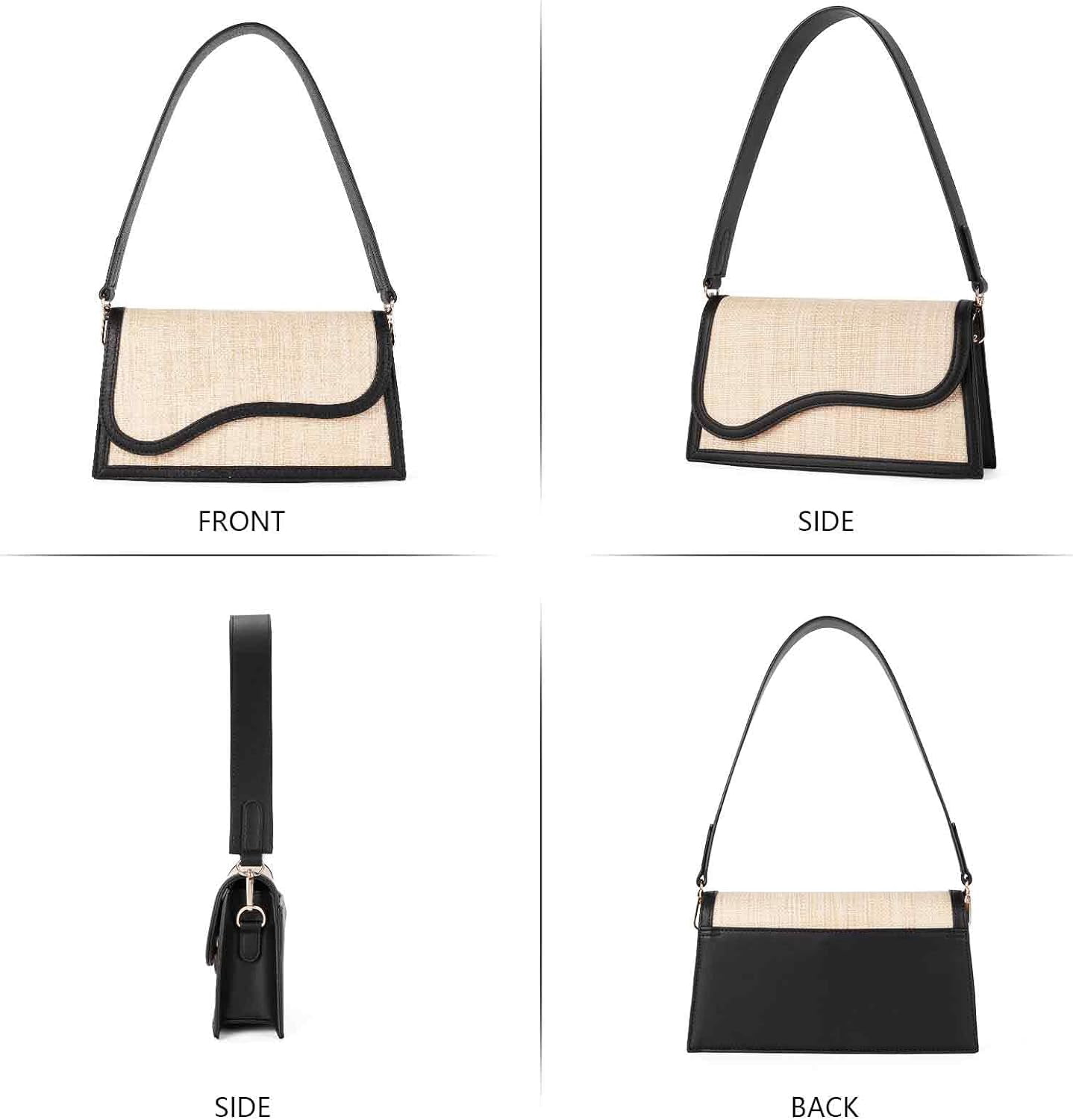 Shoulder Bag for Women, Vegan Leather Women's Shoulder Purses Handbags with 2 Removable Strap Crossbody Bag Purses