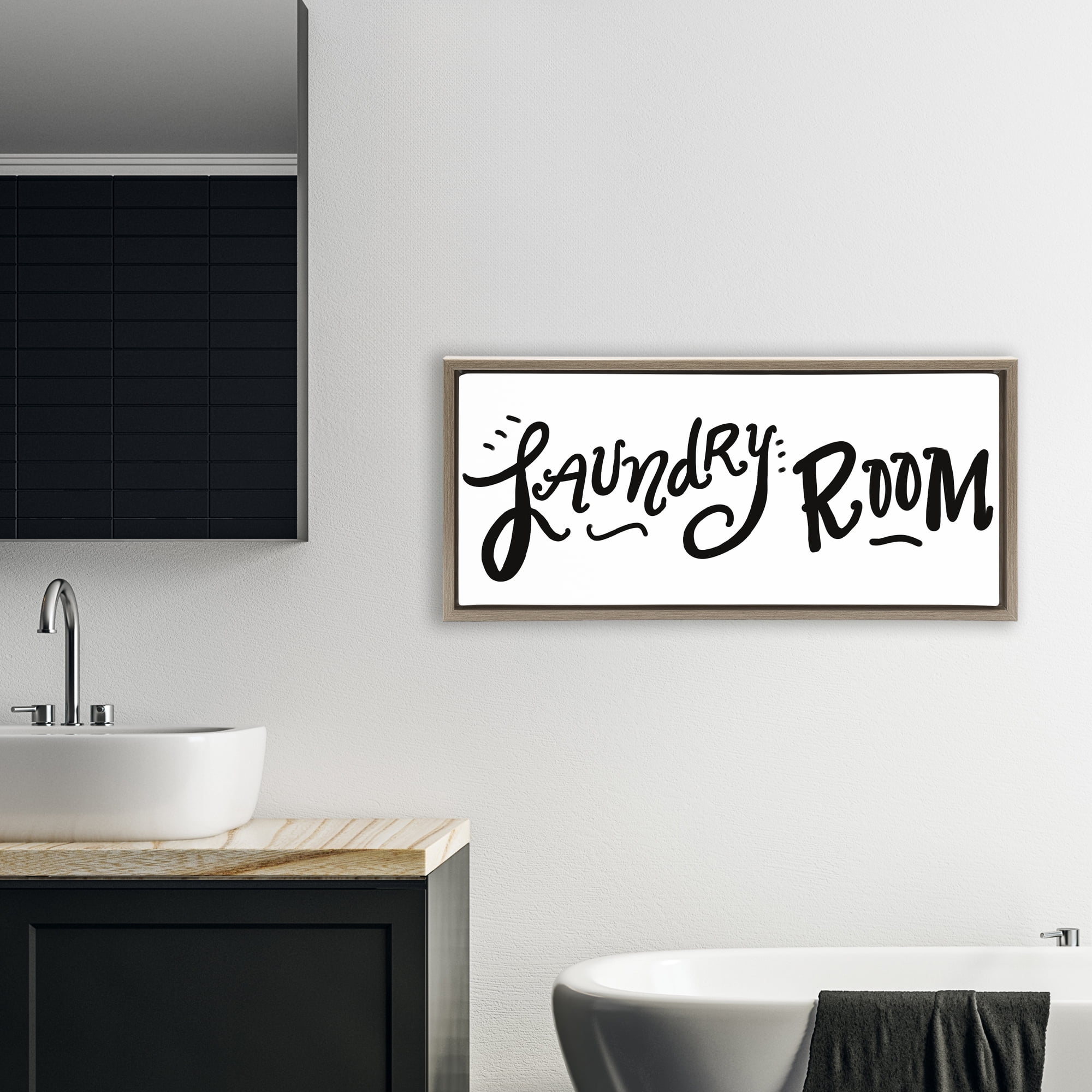 Stupell Industries Laundry Room Fun Typography Brown Framed Floater Canvas Wall Art, design by SD Graphics Studio