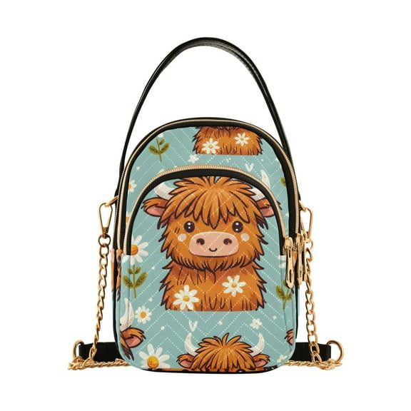 joogoo Women Cute Cow with Daisy Chain Crossbody Bags Shoulder Handbag Phone Purse