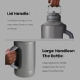 thumbnail image 5 of BOTTLE BOTTLE Insulated Water Bottle 64 oz with Straw and Dual-use Lid Stainless Steel Water Bottle for Men with Handle Vacuum Insulated Beer Growler for Workout Sports Soccer Gray, 5 of 7