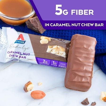 Atkins Endulge Treat, Caramel Nut Chew Bar, Keto Friendly, 5 Count